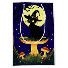 A Little Black Witchy Cat Sitting On A Toadstool Medium Cadeauzakje