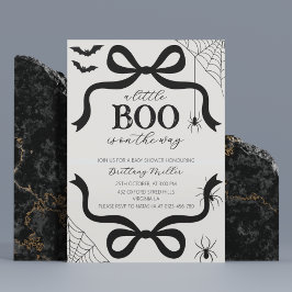 A Little Boo Baby Shower Halloween Bow Invitation Kaart