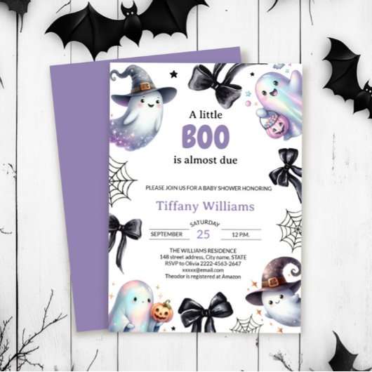 A Little Boo Baby Shower Invitation | Cute Ghost Kaart