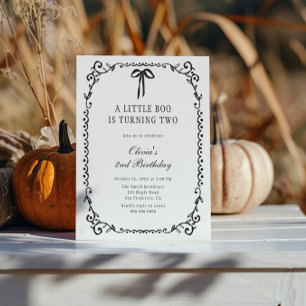 A Little Boo Black Bow Halloween 2e verjaardag Kaart
