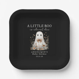 A Little Boo Cute Ghost Wildflowers Baby Shower  Papieren Bordje