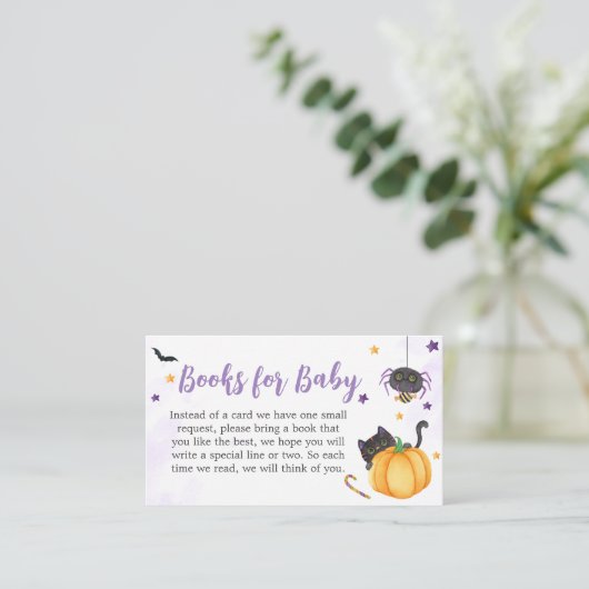 A Little Boo Ghost Baby shower Boeken voor Baby Informatiekaartje (Staand voorkant)