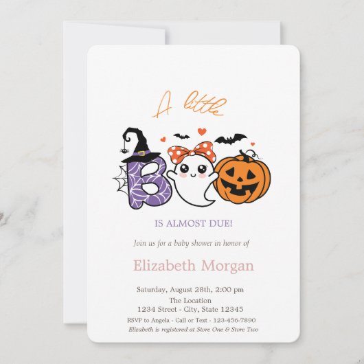 A Little Boo Ghost Stripes Pumpkin Halloween Kaart (Voorkant)