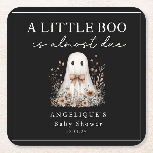 A Little Boo Ghost Wildflower Baby Shower Kartonnen Onderzetters (Voorkant)