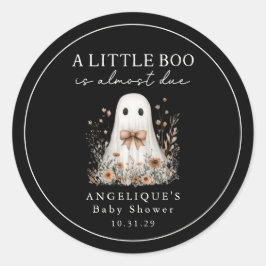 A Little Boo Ghost Wildflowers Baby Shower  Ronde Sticker