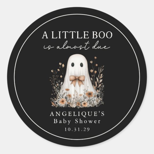 A Little Boo Ghost Wildflowers Baby Shower  Ronde Sticker (Voorkant)