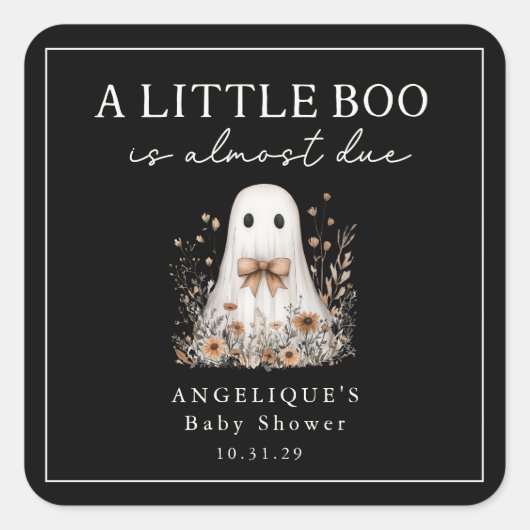 A Little Boo Ghost Wildflowers Baby Shower  Vierkante Sticker (Voorkant)
