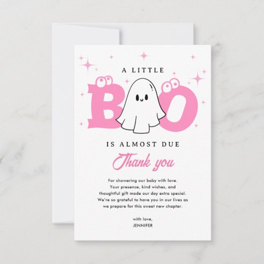 A Little Boo Girl Schattige Ghost Halloween Baby s Bedankkaart (Voorkant)