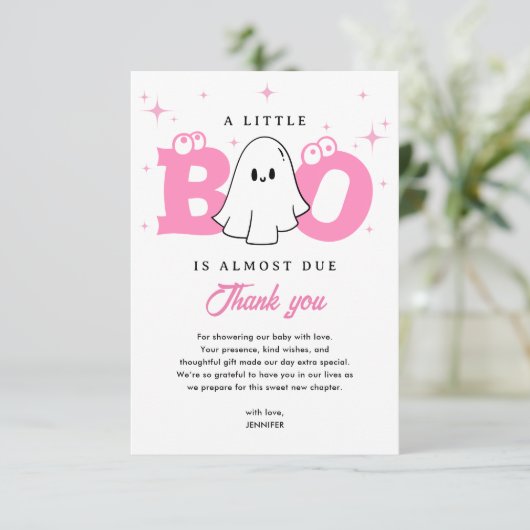 A Little Boo Girl Schattige Ghost Halloween Baby s Bedankkaart (Staand voorkant)