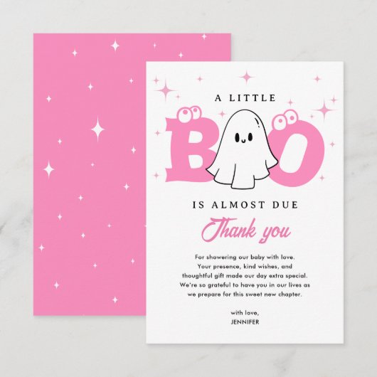A Little Boo Girl Schattige Ghost Halloween Baby s Bedankkaart (Voorkant / Achterkant)