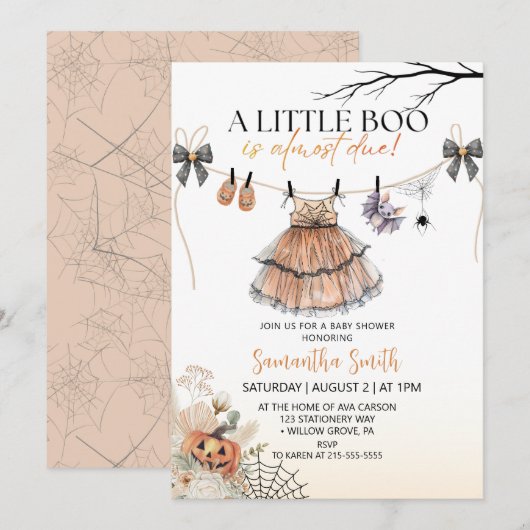 A Little Boo Girl waslijn Baby shower Kaart (Voorkant / Achterkant)