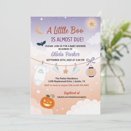 A Little Boo Halloween Baby Shower - Autumn Baby Kaart (Staand voorkant)