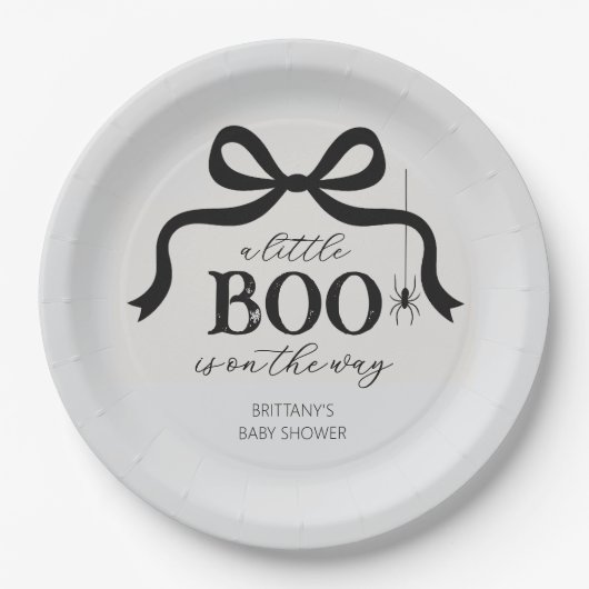 A Little Boo Halloween Baby Shower Papieren Bordje (Voorkant)