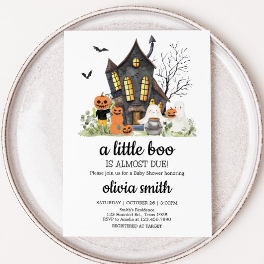 A Little Boo Haunted Halloween Baby shower Kaart