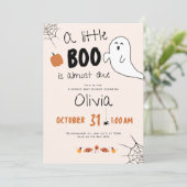 A little Boo Is Almost Due baby shower invitation Kaart (Staand voorkant)