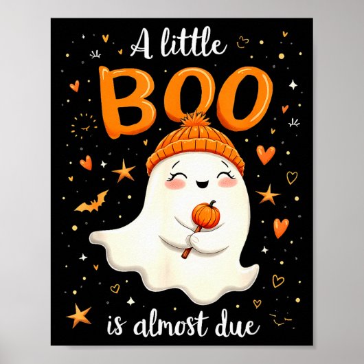 A Little Boo Is Almost Due Expecting Mom Halloween Poster (Voorkant)