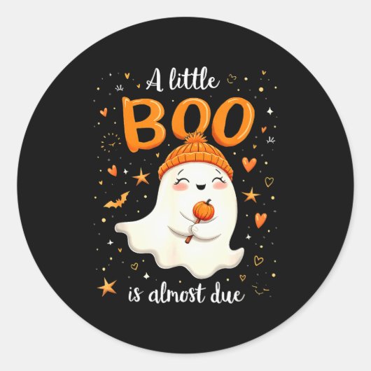 A Little Boo Is Almost Due Expecting Mom Halloween Ronde Sticker (Voorkant)