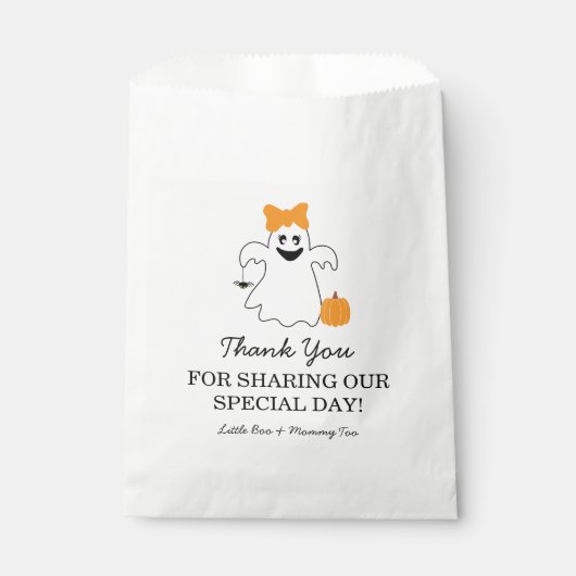 A Little Boo Is Almost Due Halloween Baby Shower Bedankzakje (Voorkant)