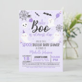 A Little Boo is Almost Due - Meisje (Wh/Paarse) Kaart (Staand voorkant)