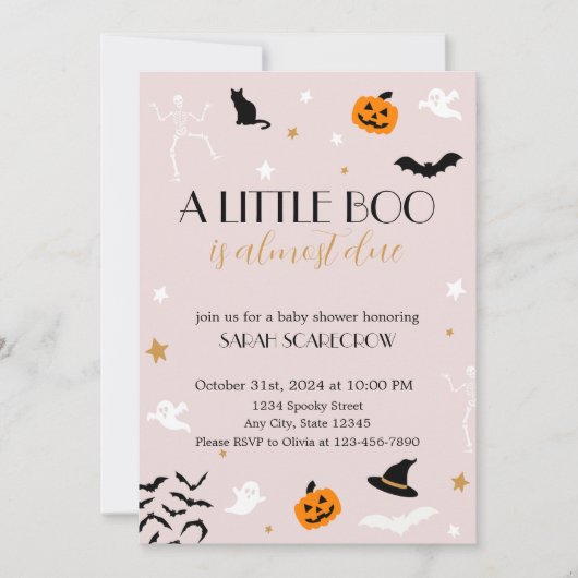 A Little Boo is bijna een Baby shower Invitation Kaart (Voorkant)