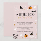 A Little Boo is bijna een Baby shower Invitation Kaart (Voorkant / Achterkant)