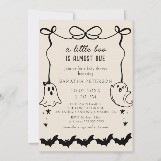 A Little boo is bijna te wijten Bow baby shower In Kaart (Voorkant)