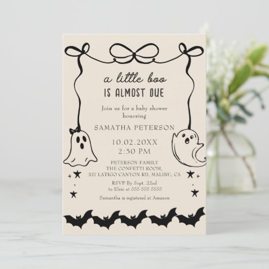 A Little boo is bijna te wijten Bow baby shower In Kaart (Staand voorkant)