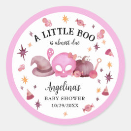 A Little Boo Pink Halloween Baby Shower Ronde Sticker