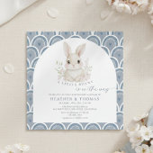 A Little Bunny Dusty Blue Baby Shower Invitation