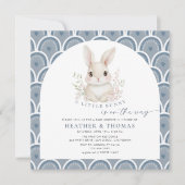A Little Bunny Dusty Blue Baby Shower Invitation (Voorkant)