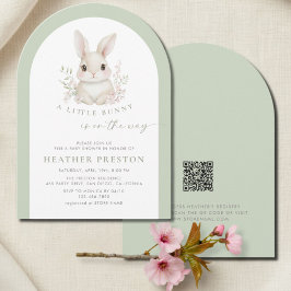 A Little Bunny Elegant Sage Green Arch Baby Shower Kaart