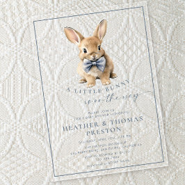 A Little Bunny Elegant Slate Blue Baby Shower Acryl Uitnodigingen