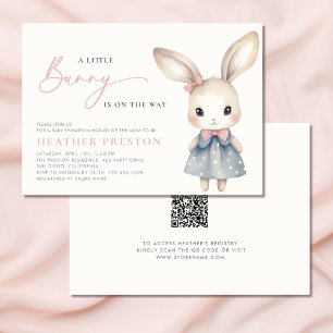 A Little Bunny Girl QR Baby shower Kaart