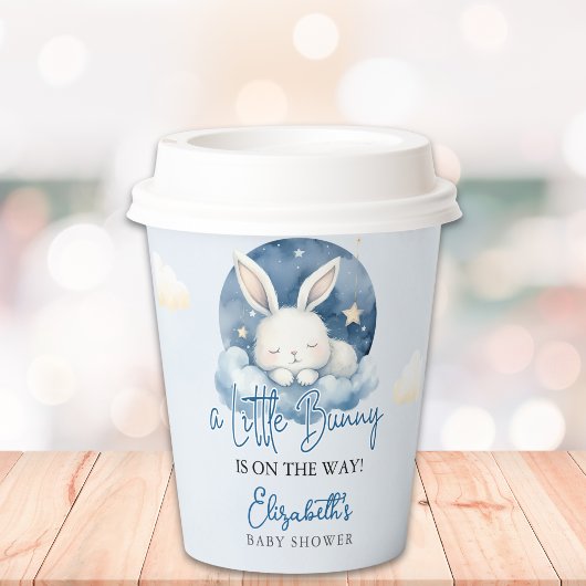 a Little Bunny is on the way Baby Shower Boy Papieren Bekers