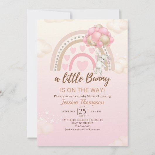 A Little Bunny is on the Way Baby Shower Girl Kaart (Voorkant)