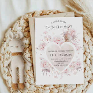 A Little Bunny Is On The Way Baby Shower Party Kaart