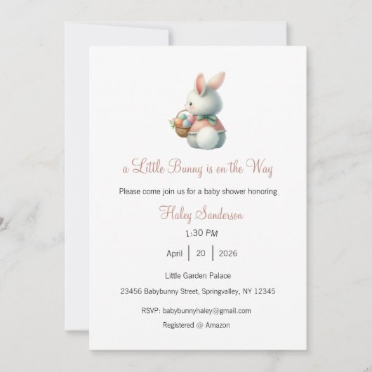 A Little Bunny is on the Way Invitation Kaart (Voorkant)