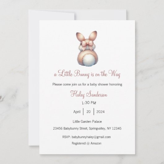 A Little Bunny is on the Way Invitation Kaart (Voorkant)