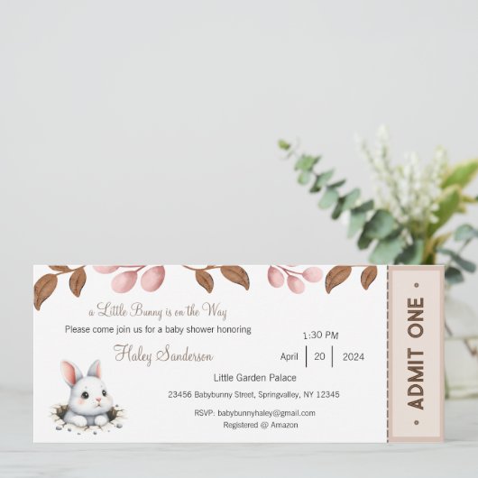 A Little Bunny is op weg Uitnodiging, Baby Kaart (Staand voorkant)