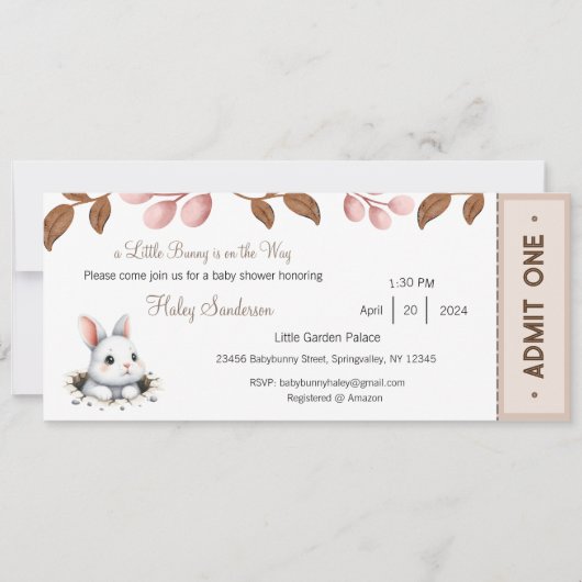 A Little Bunny is op weg Uitnodiging, Baby Kaart (Voorkant)