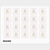 A Little Bunny Pink Gingham Baby Shower Vierkante Sticker (Vel)
