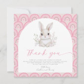 A Little Bunny Pink Rainbow Baby Shower Bedankkaart (Voorkant)