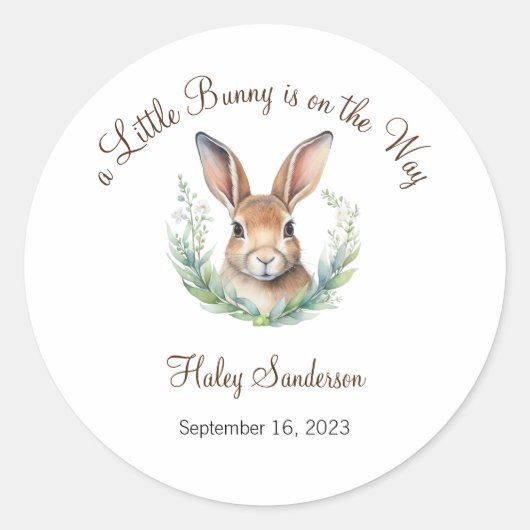 A Little Bunny staat op het Way Label, Baby Ronde Sticker (Voorkant)