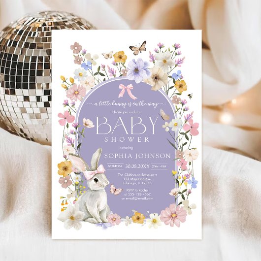 A Little Bunny Wildflower Baby Shower Kaart