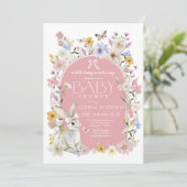A Little Bunny Wildflower Baby Shower Kaart (Staand voorkant)