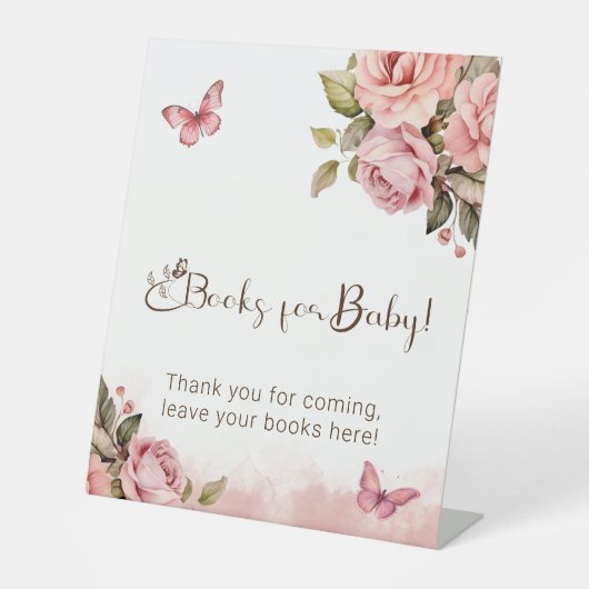 A Little Butterfly Baby shower Boeken voor Baby Reclamebord Met Voetstuk (Voorkant)