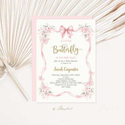 A little Butterfly Baby Shower Girl Invitation Kaart