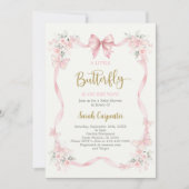 A little Butterfly Baby Shower Girl Invitation Kaart (Voorkant)