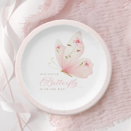 A Little Butterfly Baby Shower Papieren Bordje