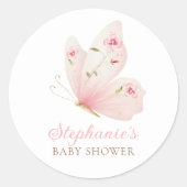 A Little Butterfly Baby Shower Round Stickers (Voorkant)